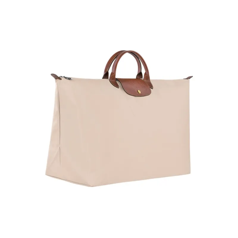 LONGCHAMP Canvas With Leather Trim Canvas Bag Travel Bag Handbag Extra Large Men's Beige-1