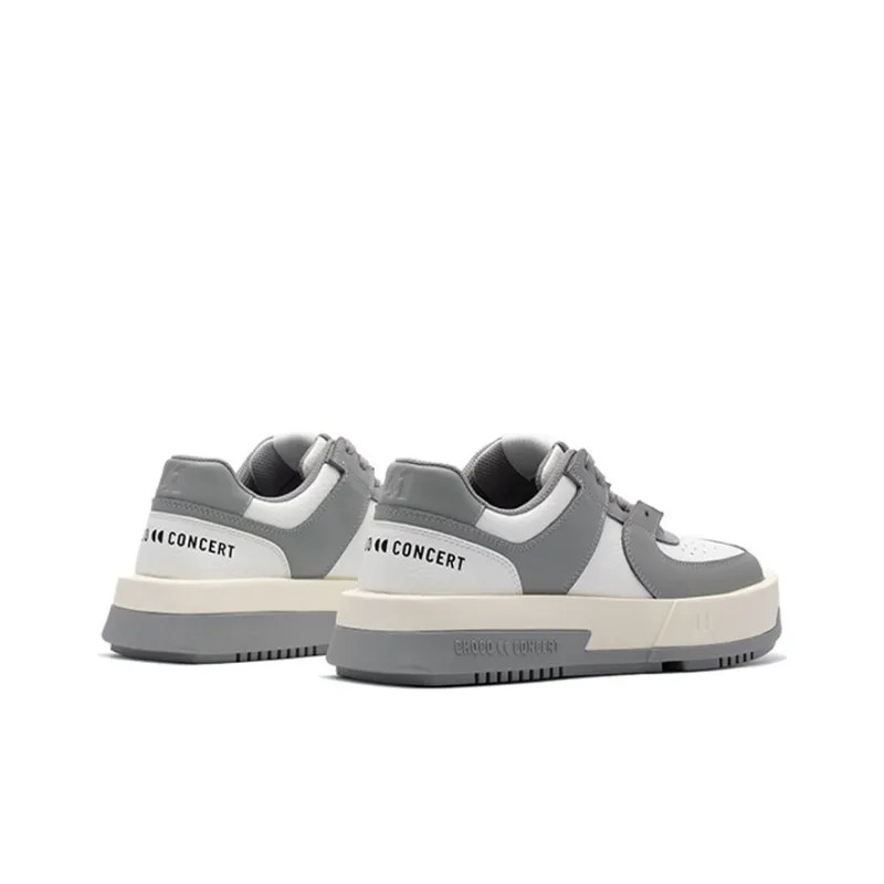 CHOCO CONCERT Cow Leather Round And Square Asymmetrical Sneaker Stylish Skateboarding Shoes Unisex Gray-2