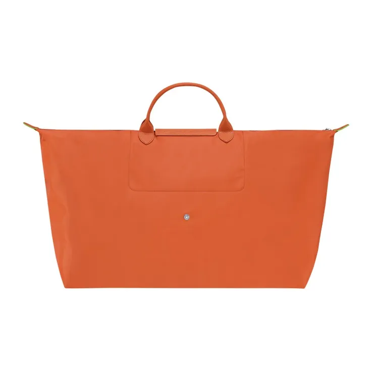 LONGCHAMP Le Pliage Green Cow Leather Canvas Travel Bag Handbag Extra Large Men's Orange-2
