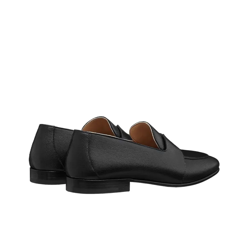 HERMES Ancora Loafers Men's Black-3