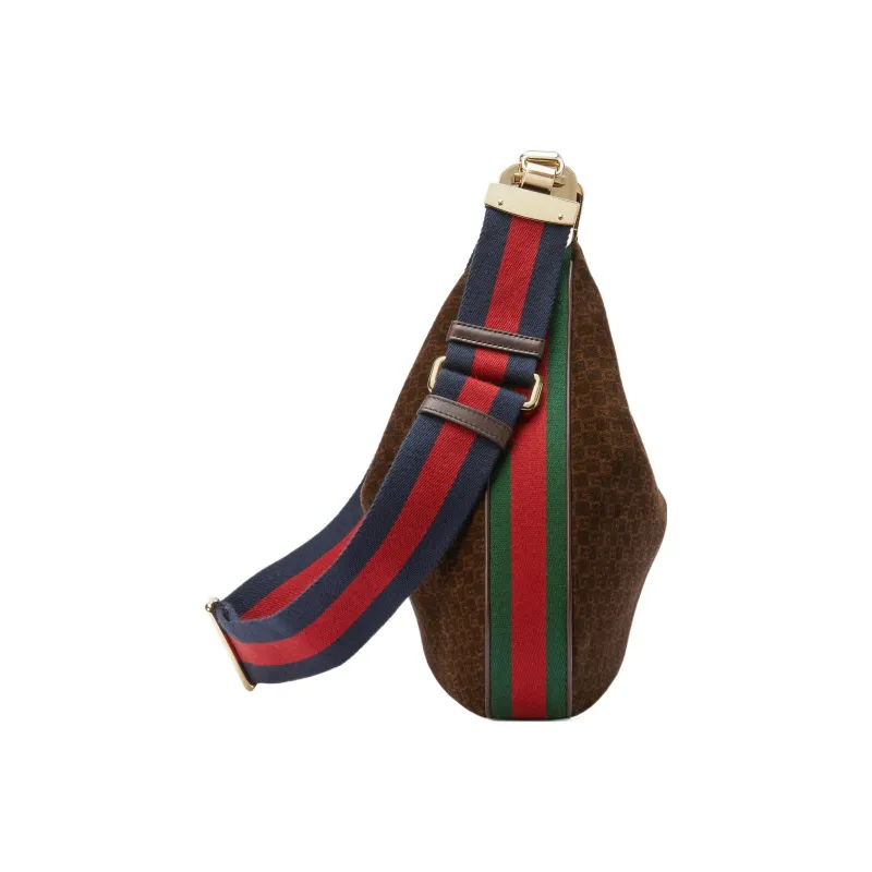 GUCCI Attache Leather Suede Bonded Dumpling Bag Portable Crossbody Bag Shoulder Bag Women's Dark Brown-4