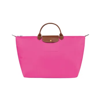 LONGCHAMP Le Pliage Canvas With Leather Travel Bag Handbag Large Size Women's Pink