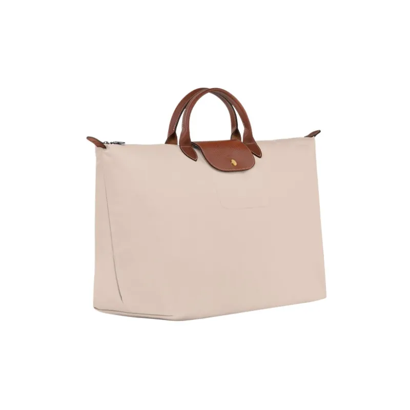 LONGCHAMP Le Pliage Canvas With Leather Trim Canvas Bag, Travel Bag, Handbag Tubas Women's Beige-1