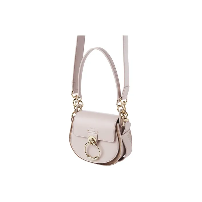 Chloe Tess Shiny Calfskin With Suede Calfskin Handbag Shoulder Bag Crossbody Bag Small Size Women's Light Purple-1