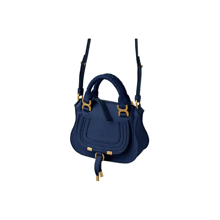 Chloe Marcie Calfskin Shoulder Bag Crossbody Bag Handbag Mini Women's Blue-1