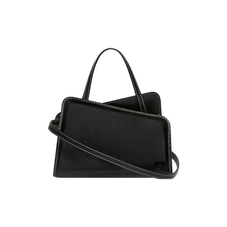YUZEFI Calfskin Tote Bag, Shopping Bag, Shoulder Bag, Crossbody Bag, Handbag Mini Women's Black-0
