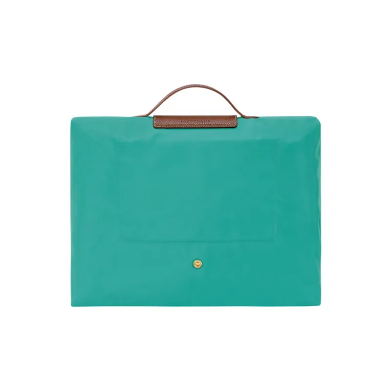 LONGCHAMP Le Pliage Green Canvas paneled Calfskin Trim Briefcase, Handbag Small Size Men's Blue-2