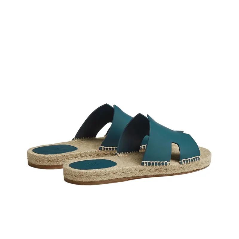 HERMES Antigua Espadrille Bleu Canard Calfskin Leather-4