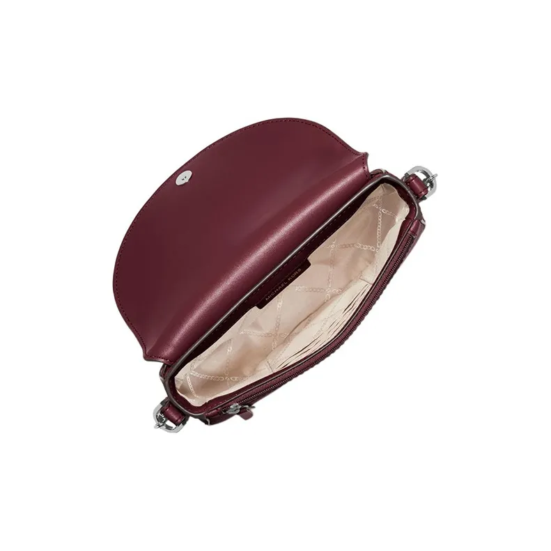 MICHAEL KORS Jet Set Charm Leather Saddle Bag Shoulder Bag Crossbody Bag Women's Dark Purple-2
