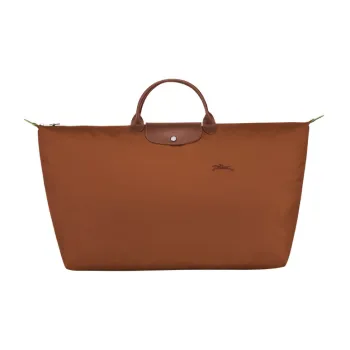 LONGCHAMP Le Pliage Green Canvas With Leather Trim Canvas Bag Travel Bag Handbag Extra Large Men's Brown