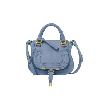 Chloe Marcie Grained Calfskin Shoulder Bag Crossbody Bag Handbag Mini Women's Light Blue