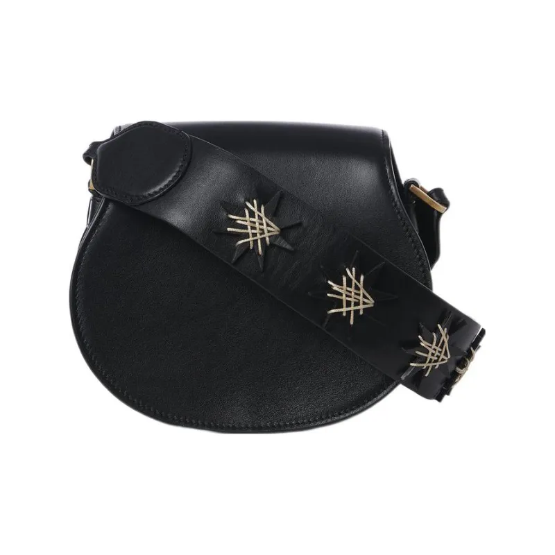 Chloe Marcie Calfskin Saddle Bag, Shoulder Bag, Crossbody Bag, Handbag Trumpets Women's Black-2