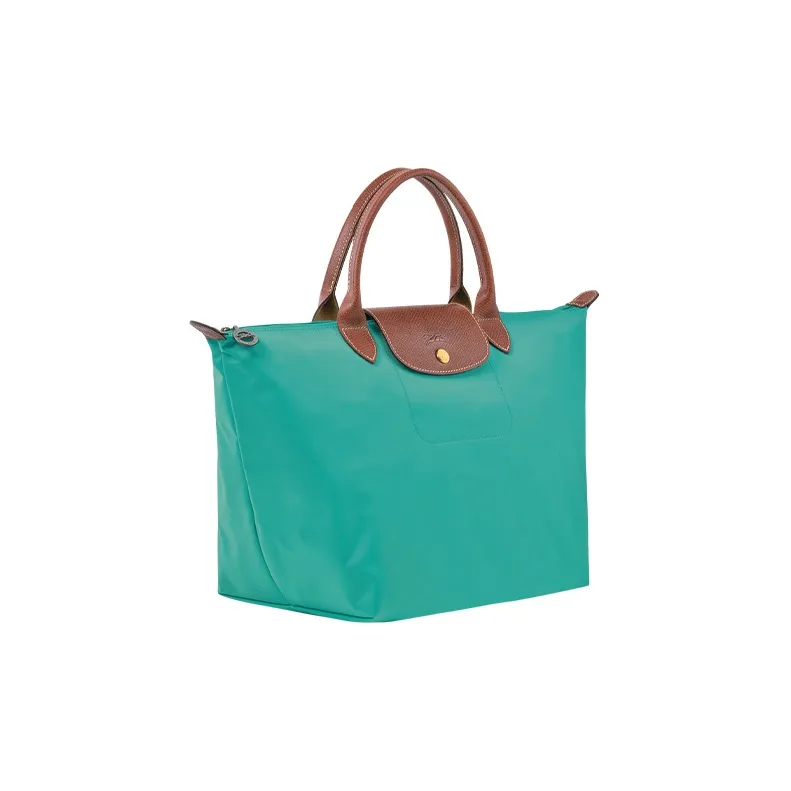 LONGCHAMP Le Pliage Cow Leather Trim Dumpling Bag Handbag Medium Size Women's Blue-1