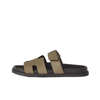HERMES Chypre Odor Resistant Slide Slippers Men's Light Brown