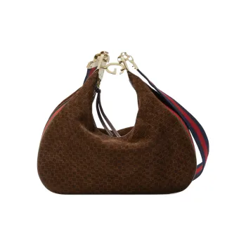 GUCCI Attache Leather Suede Bonded Dumpling Bag Portable Crossbody Bag Shoulder Bag Women's Dark Brown