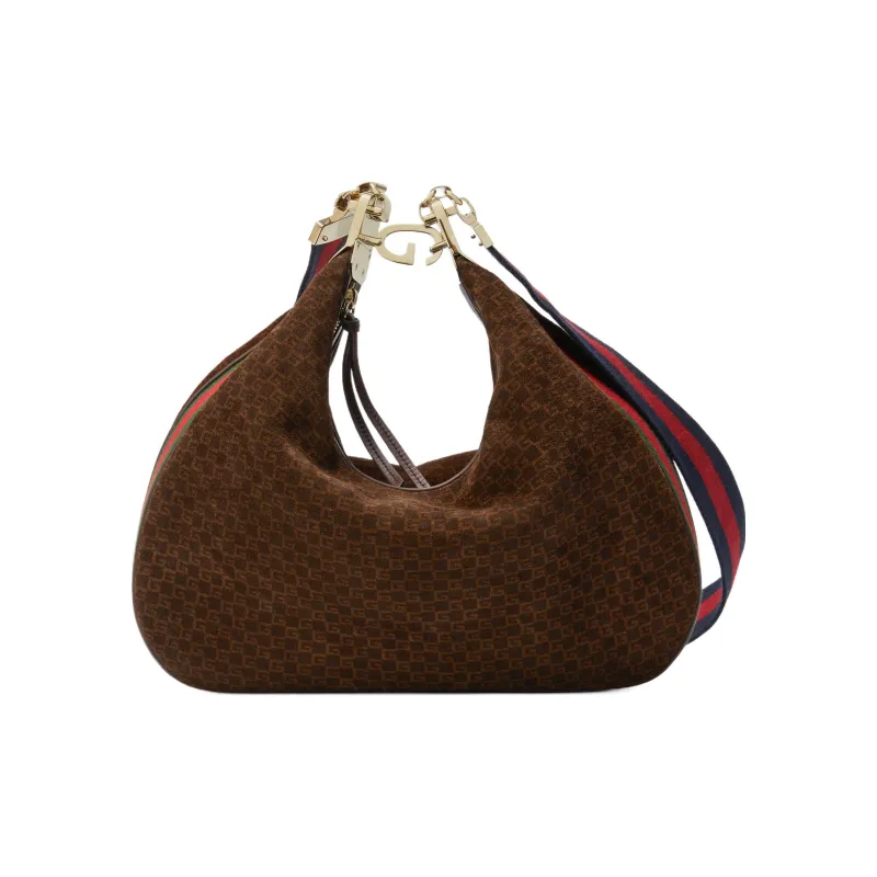 GUCCI Attache Leather Suede Bonded Dumpling Bag Portable Crossbody Bag Shoulder Bag Women's Dark Brown-0