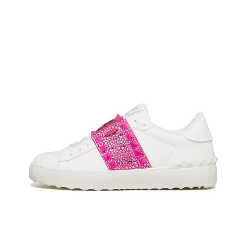 Valentino Rockstud Skateboard Shoes Women's Low-Top White/Pink