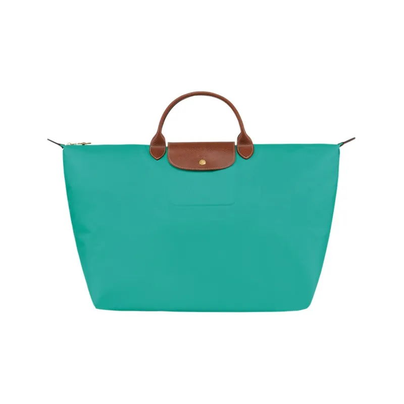 LONGCHAMP Canvas With Leather Trim Canvas Bag, Travel Bag, Handbag Large Size Women's Blue-0