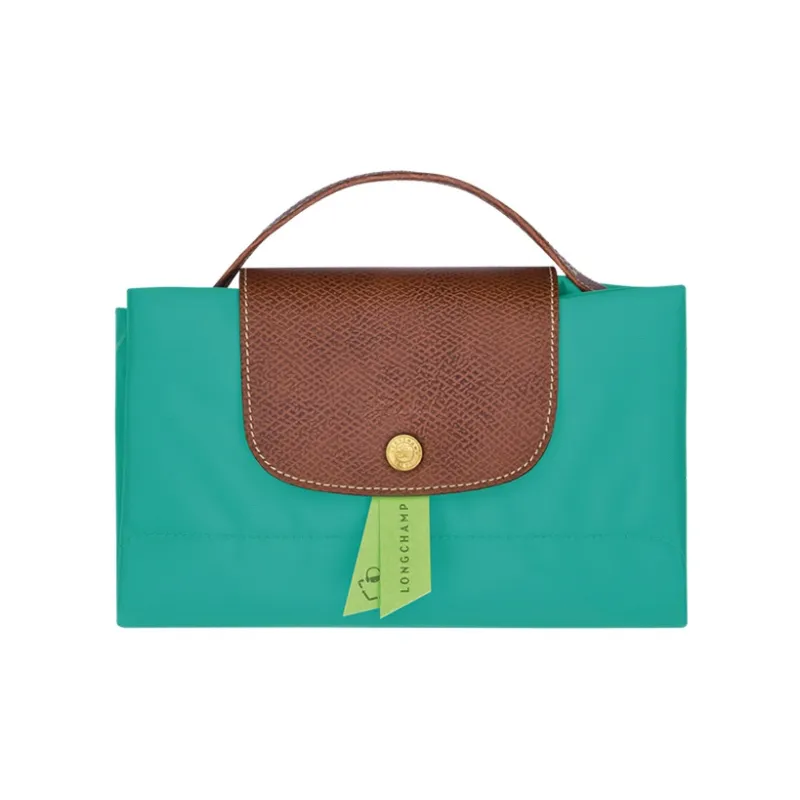 LONGCHAMP Le Pliage Green Canvas paneled Calfskin Trim Briefcase, Handbag Small Size Men's Blue-3