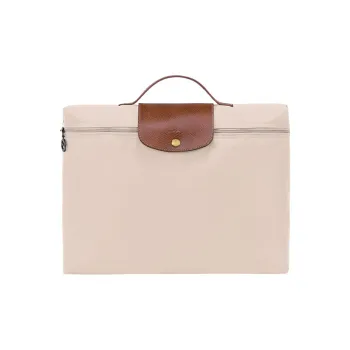 LONGCHAMP Le Pliage Green Canvas paneled Calfskin Trim Canvas Bag, Briefcase, Handbag Trumpets Men's Beige