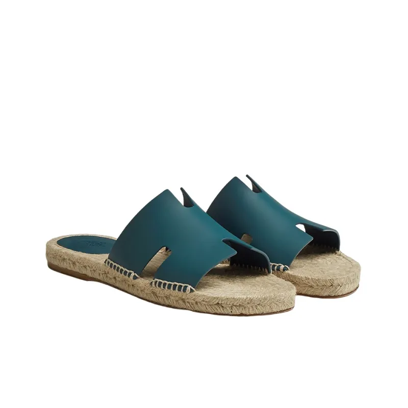 HERMES Antigua Espadrille Bleu Canard Calfskin Leather-3