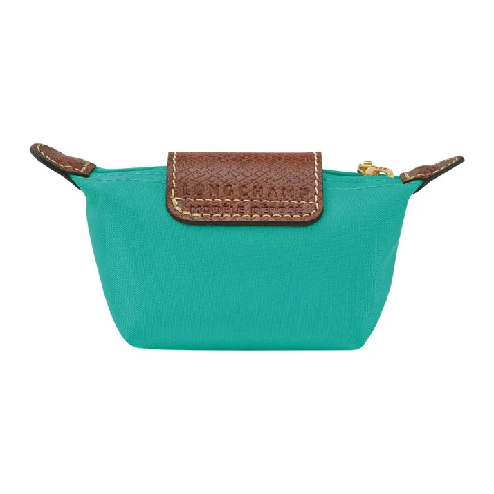 LONGCHAMP Le Pliage Cow Leather Trim Clutch Coin Purse Women's Turquoise-1