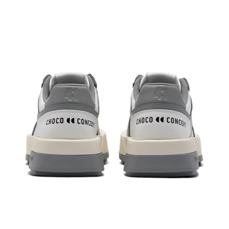 CHOCO CONCERT Cow Leather Round And Square Asymmetrical Sneaker Stylish Skateboarding Shoes Unisex Gray-4