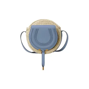 Chloe Marcie Raffia Fiber With Calfskin Shoulder Bag, Crossbody Bag Women's Blue