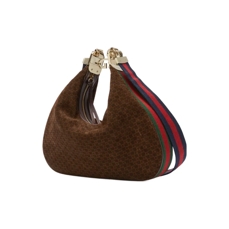GUCCI Attache Leather Suede Bonded Dumpling Bag Portable Crossbody Bag Shoulder Bag Women's Dark Brown-1