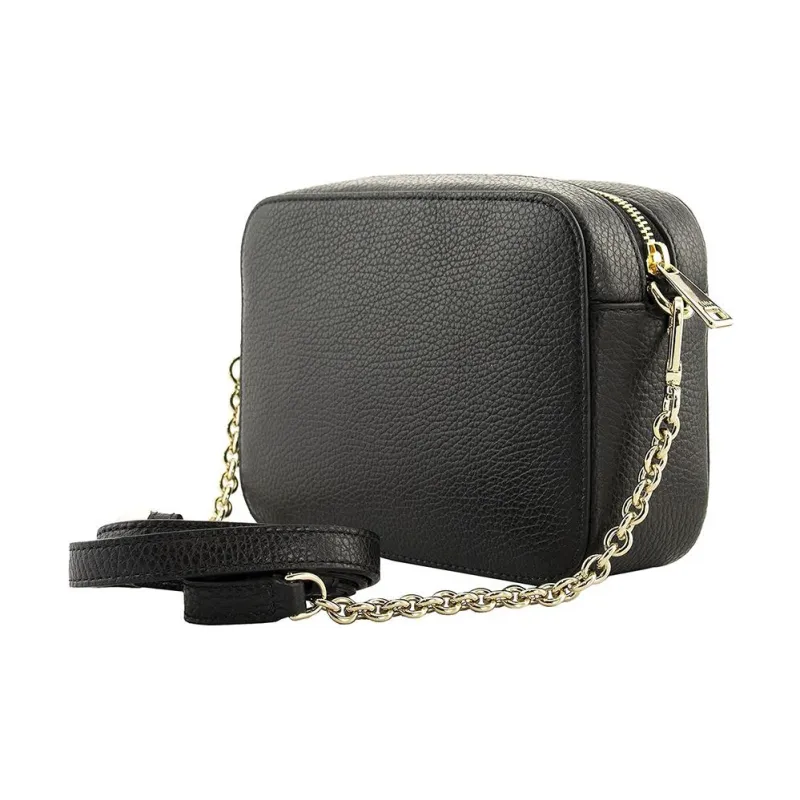 Furla Sleek Collection Hammered Texture Leather Camera Bag, Shoulder Bag, Crossbody Bag Women's Black-2