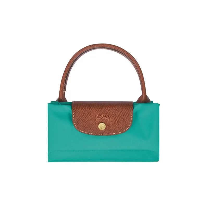 LONGCHAMP Le Pliage Cow Leather Trim Dumpling Bag Handbag Medium Size Women's Blue-3