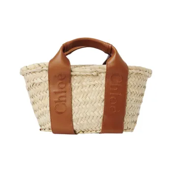Chloe Raffia With Smooth Calfskin Shoulder Bag, Crossbody Bag, Handbag Trumpets Women's Brown