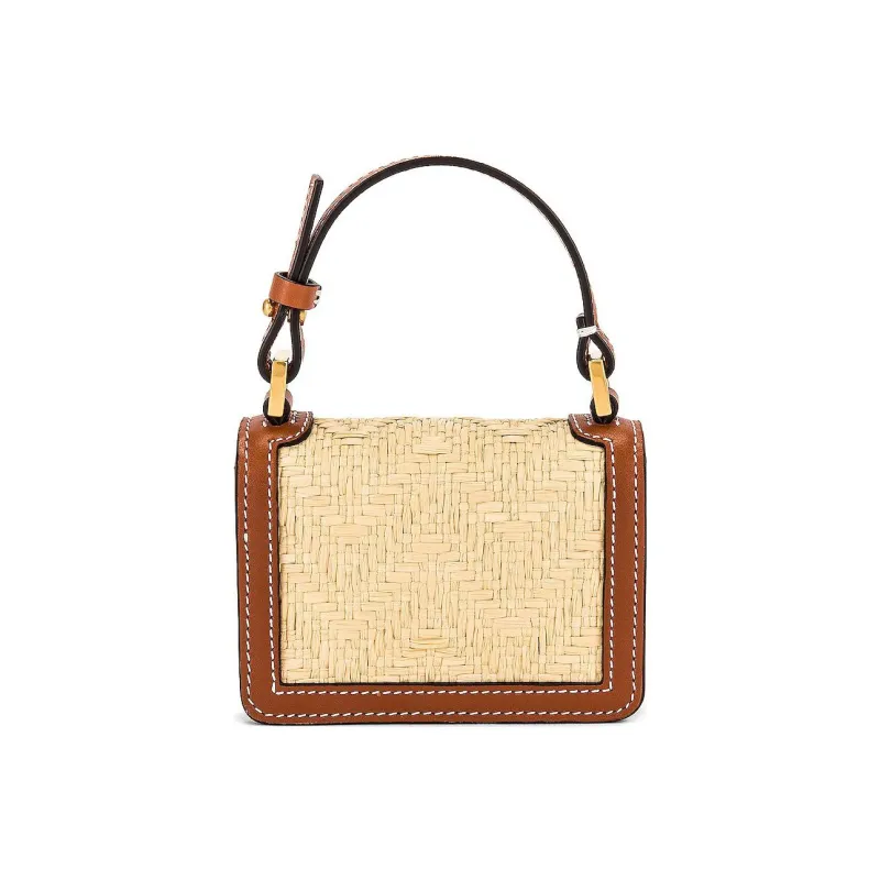 Valentino GARAVANI Raffia With Leather Trim Handbag Shoulder Bag Crossbody Bag Mini Women's Brown/Beige-1