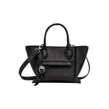 LONGCHAMP Mailbo Patent Leather With Calfskin Shoulder Bag, Crossbody Bag, Handbag Small Size Women's Black