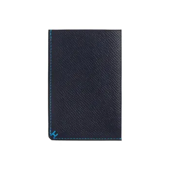 HERMES H Sellier Epsom Calfskin Card Clip Card Holder Regular Men's Dark Blue