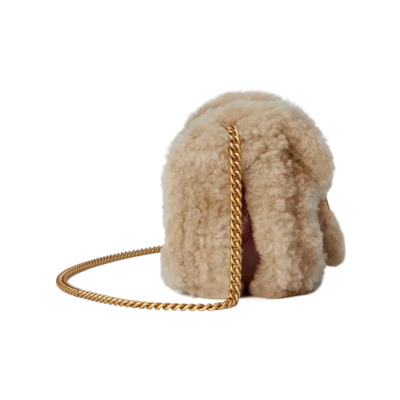 GUCCI GG Marmont Shearling With Leather Crossbody Bag, Shoulder Bag Women's-3