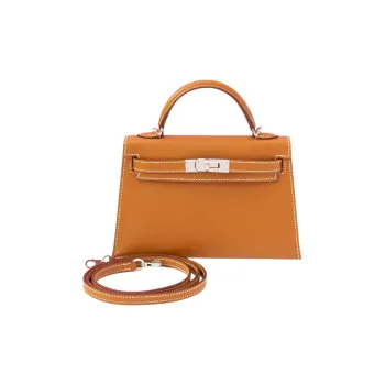 HERMES Mini Kelly 2nd Generation Epsom Leather Kelly Bag, One Shoulder Handbag Mini Women's 37 Gold Brown