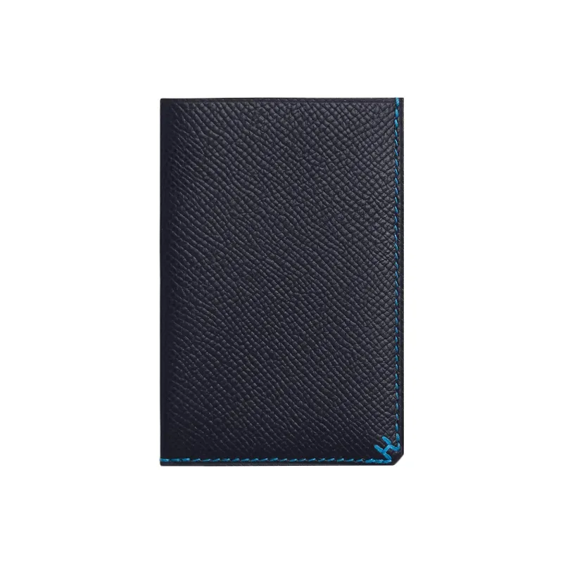 HERMES H Sellier Epsom Calfskin Card Clip Card Holder Regular Men's Dark Blue-1