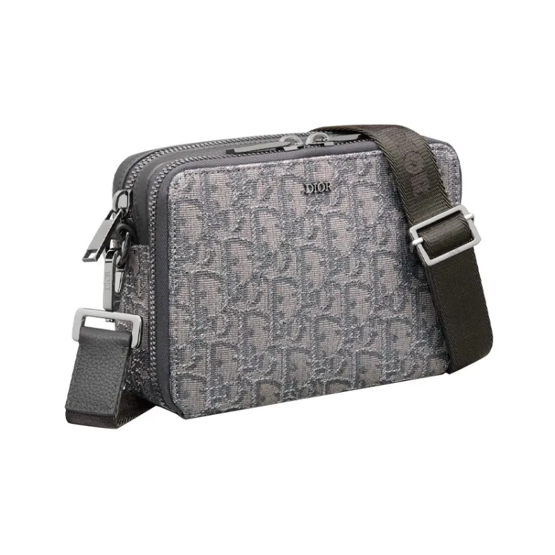 DIOR Jacquard Fabric One Shoulder Crossbody Clutch Men's Metallic-1