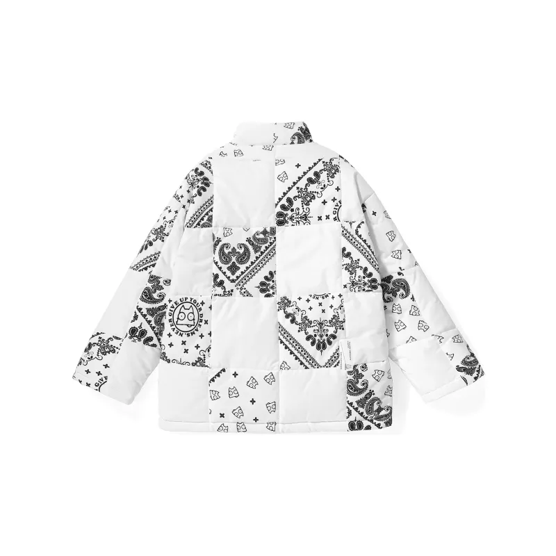 XXGOGO Cartoon Letter Stand Collar Loose Fit Puffer Jacket Unisex-8