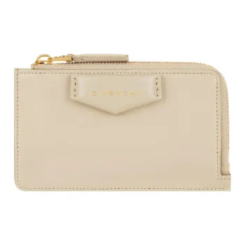 Givenchy Antigona Smooth Cow Leather Wallet, Card Holder Women's Beige