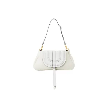 Chloe Marcie Grained Calfskin Handbag Clutch Shoulder Bag Women's White