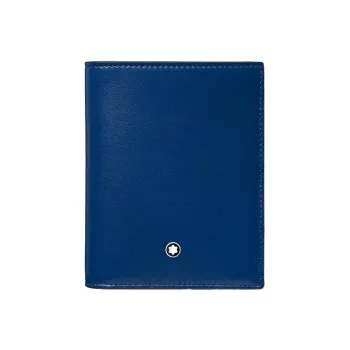 MONTBLANC Cow Leather Card Holder Wallet Men's Royal Blue
