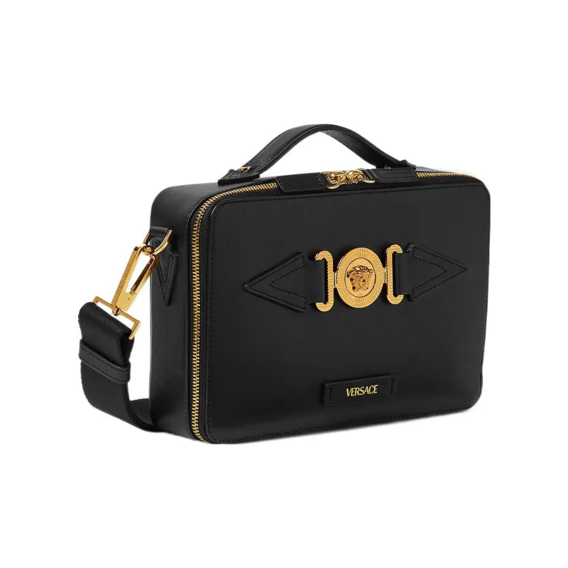 VERSACE Calfskin Crossbody Bag Shoulder Bag Men's Black-1