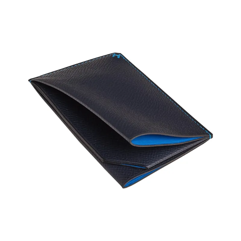 HERMES H Sellier Epsom Calfskin Card Clip Card Holder Regular Men's Dark Blue-2