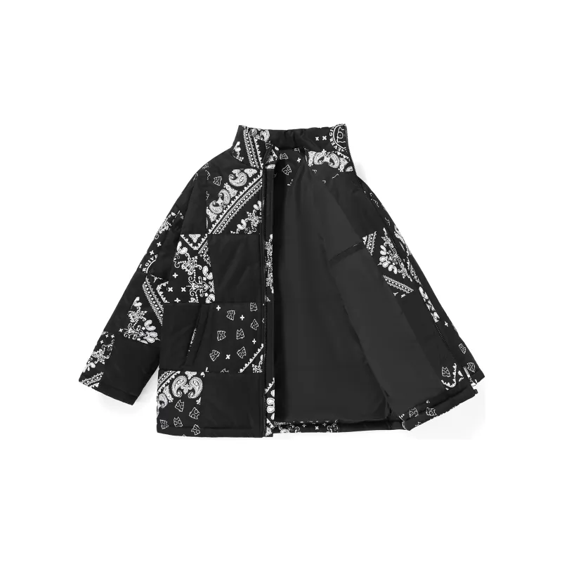 XXGOGO Cartoon Letter Stand Collar Loose Fit Puffer Jacket Unisex-1