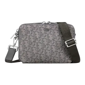 DIOR Jacquard Fabric One Shoulder Crossbody Clutch Men's Metallic