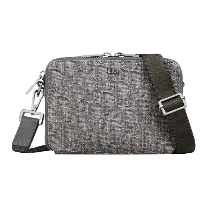 DIOR Jacquard Fabric One Shoulder Crossbody Clutch Men's Metallic-0