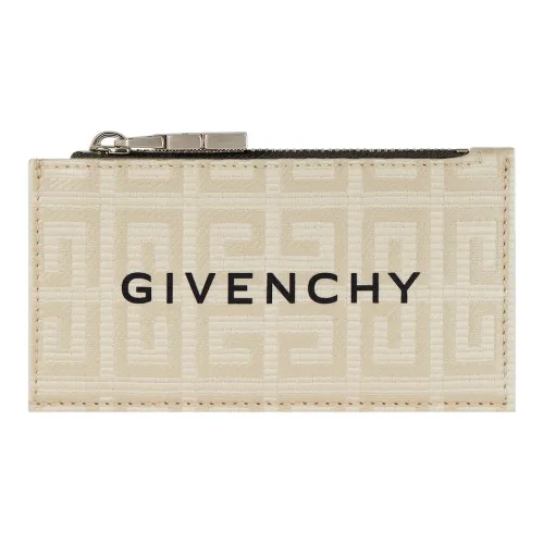 GIVENCHY 4G Coated Canvas Cow Leather Patchwork Detail Card Clip Card Holder Men's Light Brown