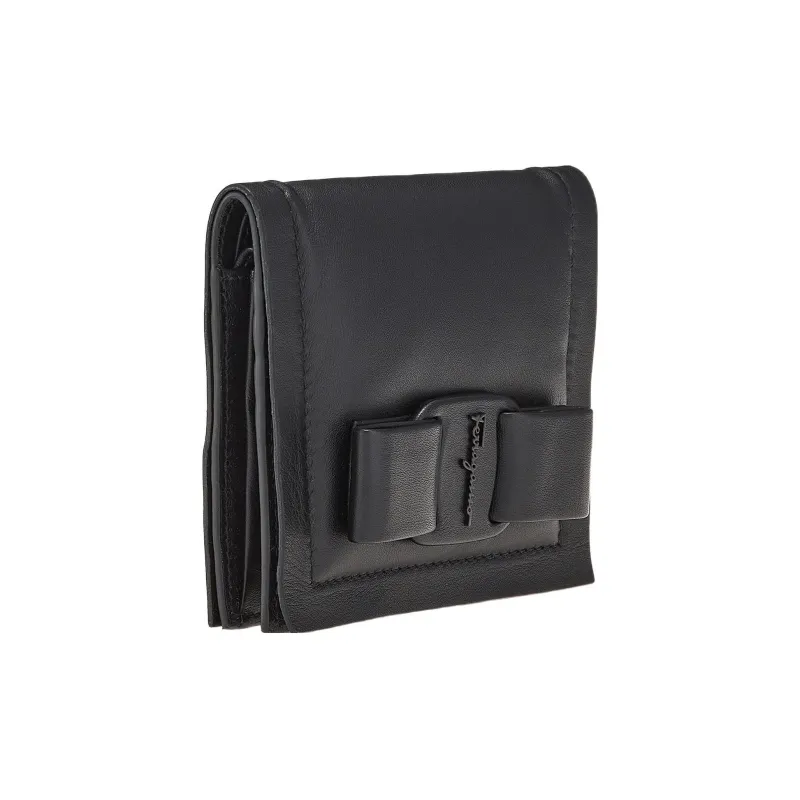 FERRAGAMO Leather Wallet Women's Black-1